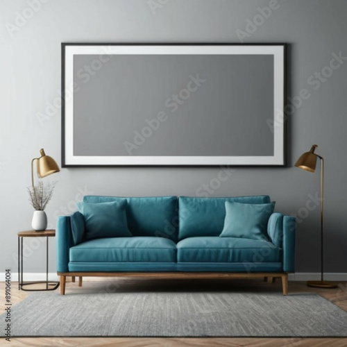 Modern Interior Background Empty Frame Mockup