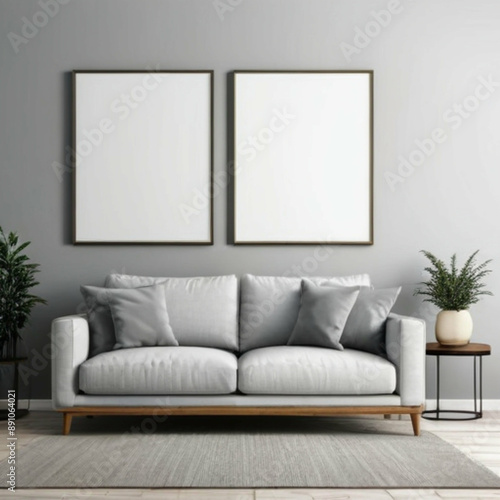 Modern Interior Background Empty Frame Mockup