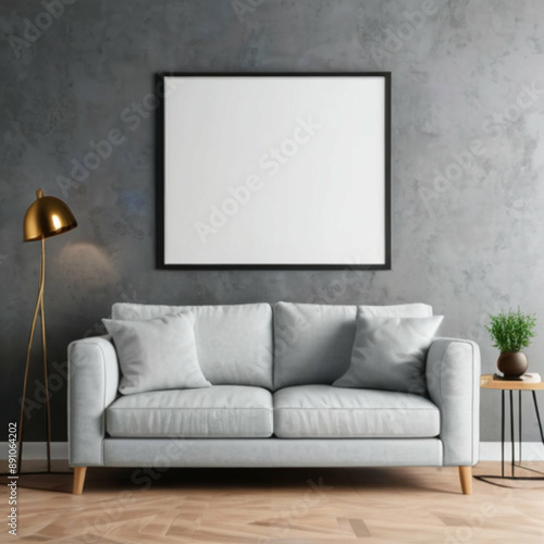 Modern Interior Background Empty Frame Mockup