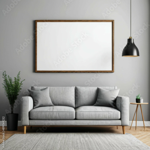 Modern Interior Background Empty Frame Mockup