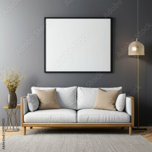 Modern Interior Background Empty Frame Mockup