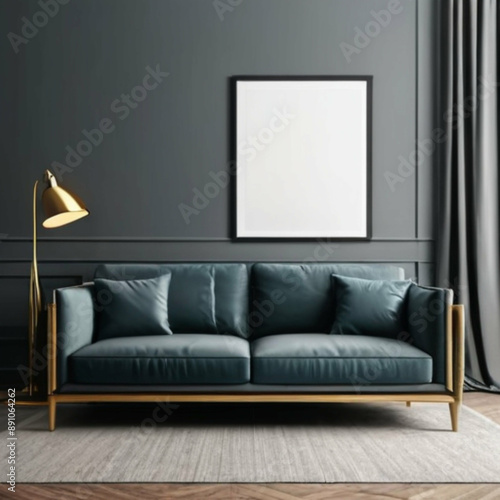 Modern Interior Background Empty Frame Mockup