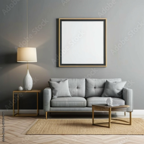 Modern Interior Background Empty Frame Mockup