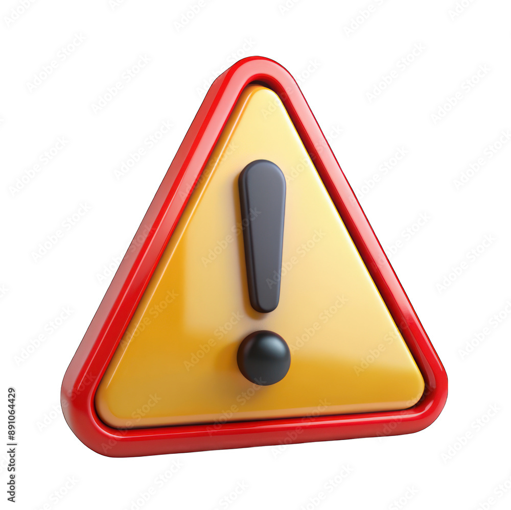 3d warning sign with an exclamation mark isolated on transparent background 3d warning sign with an exclamation mark isolated on transparent background