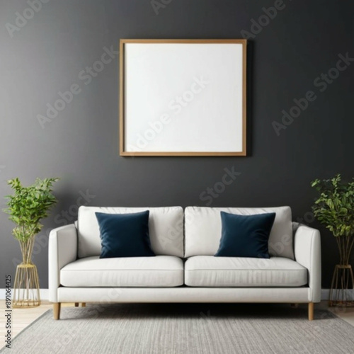 Modern Interior Background Empty Frame Mockup