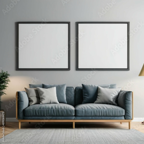 Modern Interior Background Empty Frame Mockup