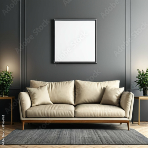 Modern Interior Background Empty Frame Mockup