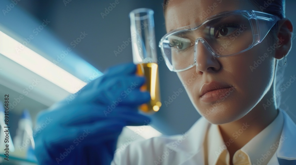 Female Scientist Analyzing Liquid in a Test Tube Female Scientist Analyzing Liquid in a Test Tube