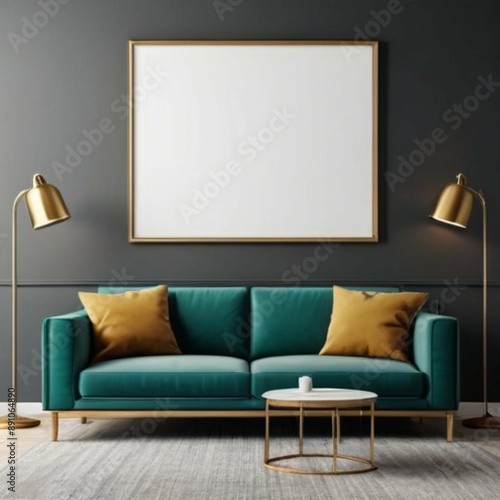 Modern Interior Background Empty Frame Mockup