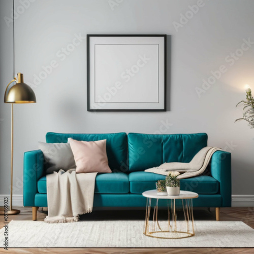 Modern Interior Background Empty Frame Mockup