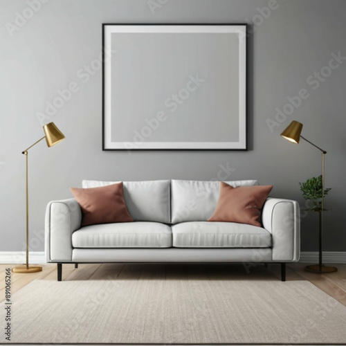 Modern Interior Background Empty Frame Mockup