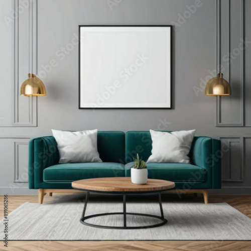Modern Interior Background Empty Frame Mockup