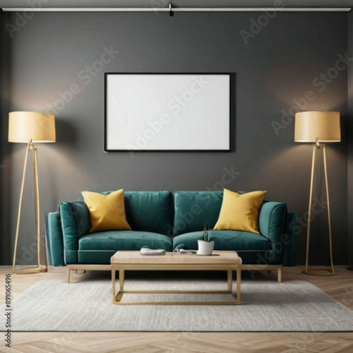 Modern Interior Background Empty Frame Mockup