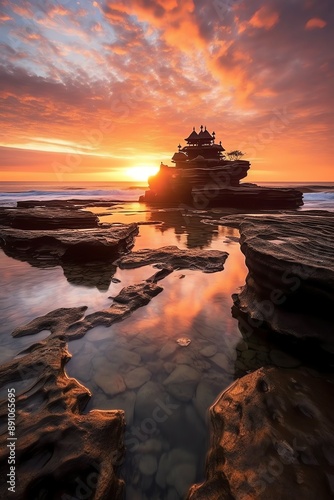 Wallpaper Mural Ancient pura ulun danu bratan, besakih or famous hindu temple and tourist in bali island at sunrise Torontodigital.ca