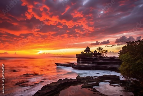 Wallpaper Mural Ancient pura ulun danu bratan, besakih or famous hindu temple and tourist in bali island at sunrise Torontodigital.ca