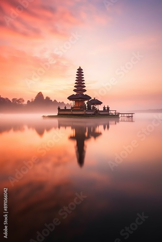Wallpaper Mural Ancient pura ulun danu bratan, besakih or famous hindu temple and tourist in bali island at sunrise Torontodigital.ca