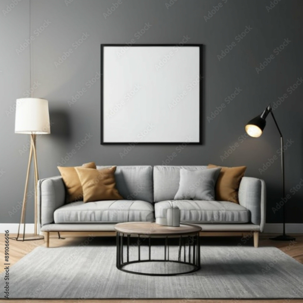Modern Interior Background Empty Frame Mockup Modern Interior Background Empty Frame Mockup