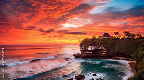Wallpaper Mural Ancient pura ulun danu bratan, besakih or famous hindu temple and tourist in bali island at sunrise Torontodigital.ca