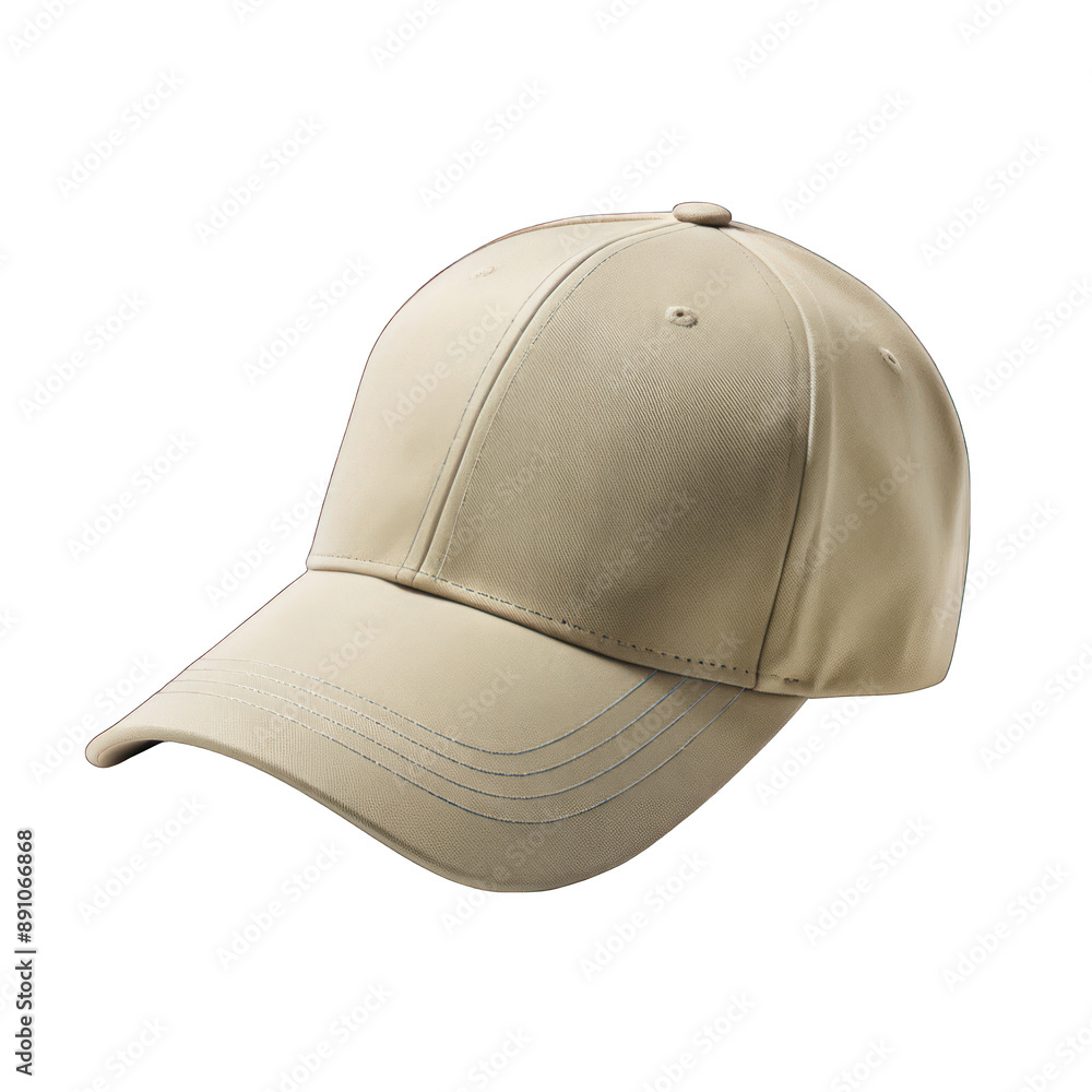 Blank baseball cap beige mockup isolated on transparent background Blank baseball cap beige mockup isolated on transparent background