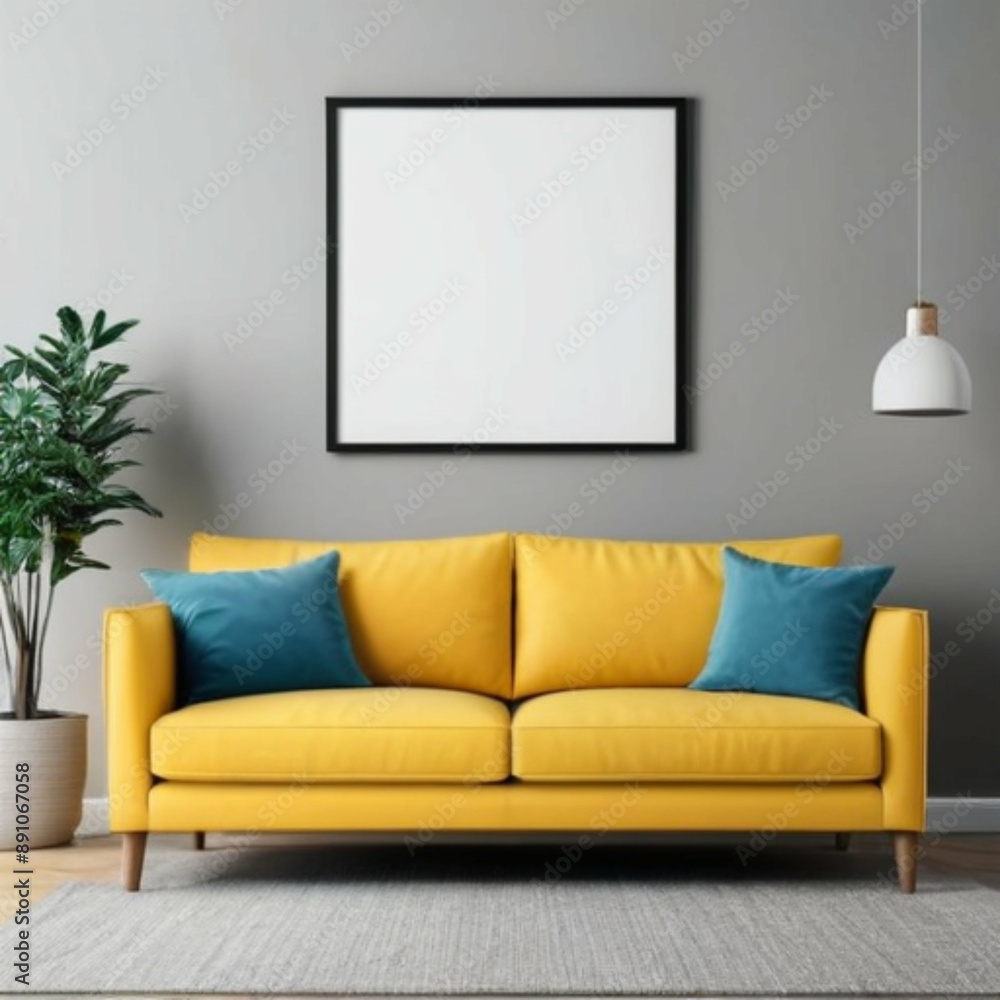 Modern Interior Background Empty Frame Mockup Modern Interior Background Empty Frame Mockup