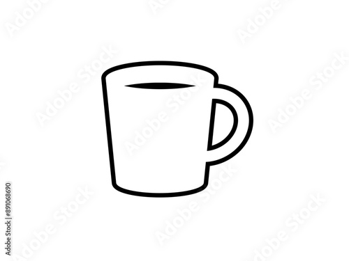 フラットなホットコーヒーアイコンA：黒線