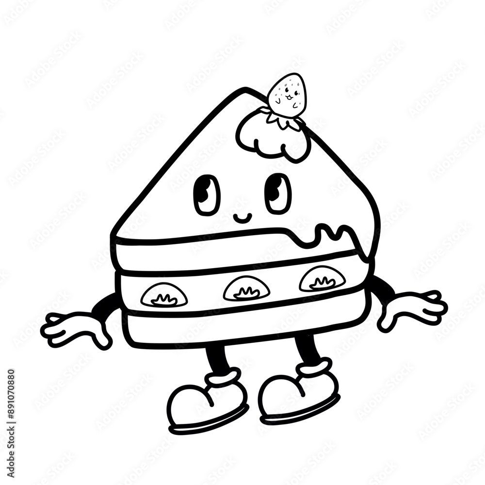 illustration of a handrawn cake character illustration of a handrawn cake character