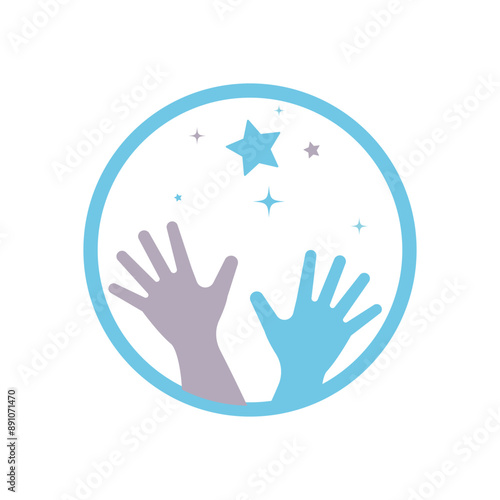 hand reach star logo design