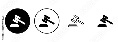 Gavel icon set. judge gavel icon vector. law icon vector. auction hammer