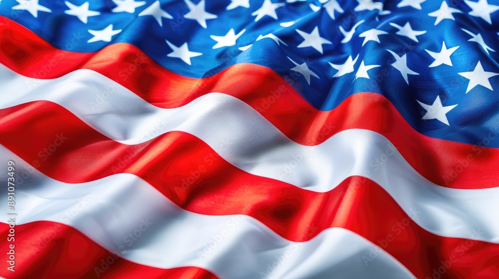 The vibrant American flag waving in the wind with pride