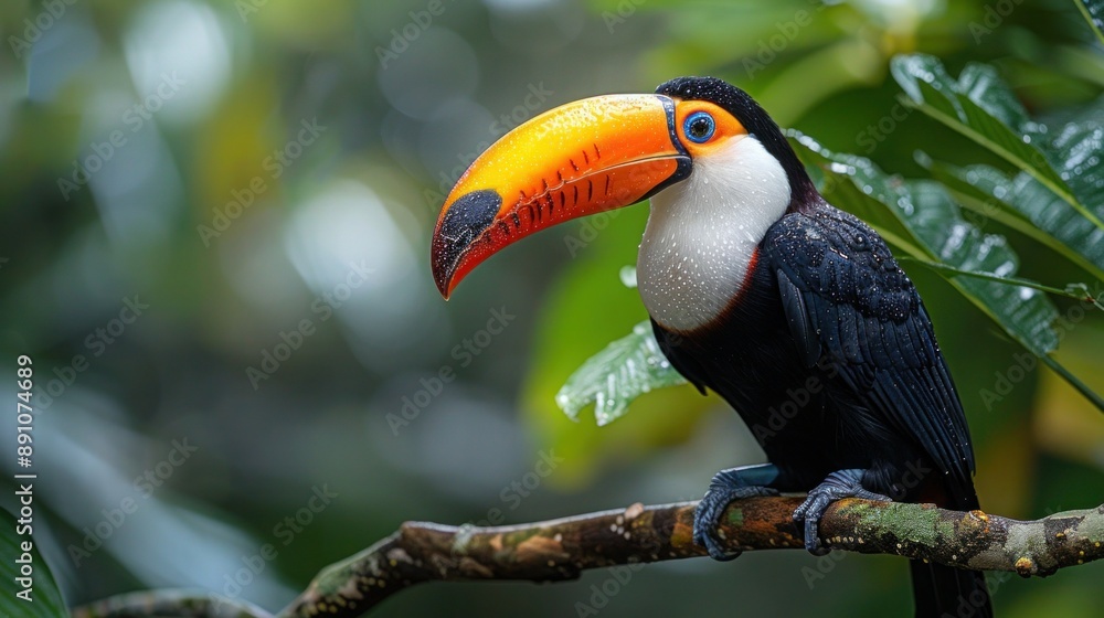 Toucan Perched on Branch in the Wild: Wildlife Photography Toucan Perched on Branch in the Wild: Wildlife Photography