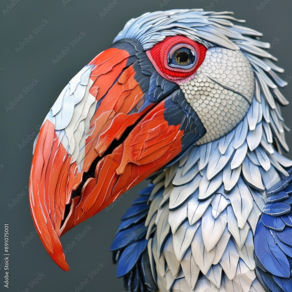 Obraz premium Colorful clay bird sculpture with intricate details