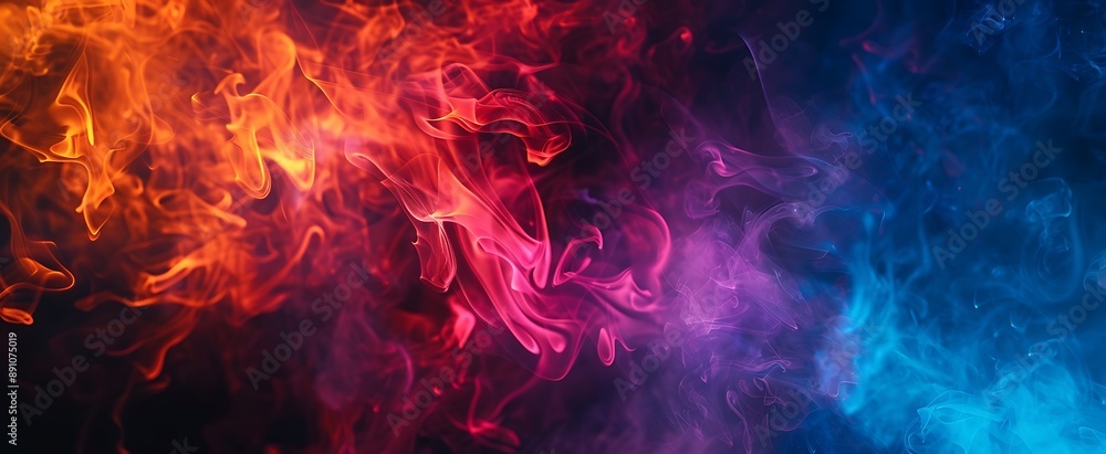 Colorful smoke on black background, red and blue flames in the air, red purple orange flame burning effect, burning with color flames, colorful fire effect, red flame smoke effect Colorful smoke on black background, red and blue flames in the air, red purple orange flame burning effect, burning with color flames, colorful fire effect, red flame smoke effect