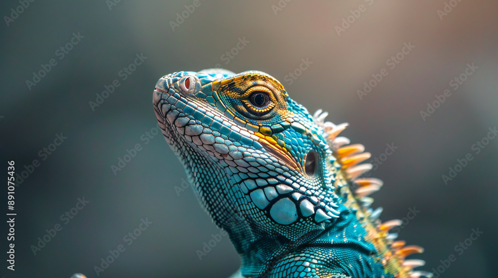 Vibrant Colorful Lizard Close-Up on Rock in Wildlife Photography Vibrant Colorful Lizard Close-Up on Rock in Wildlife Photography