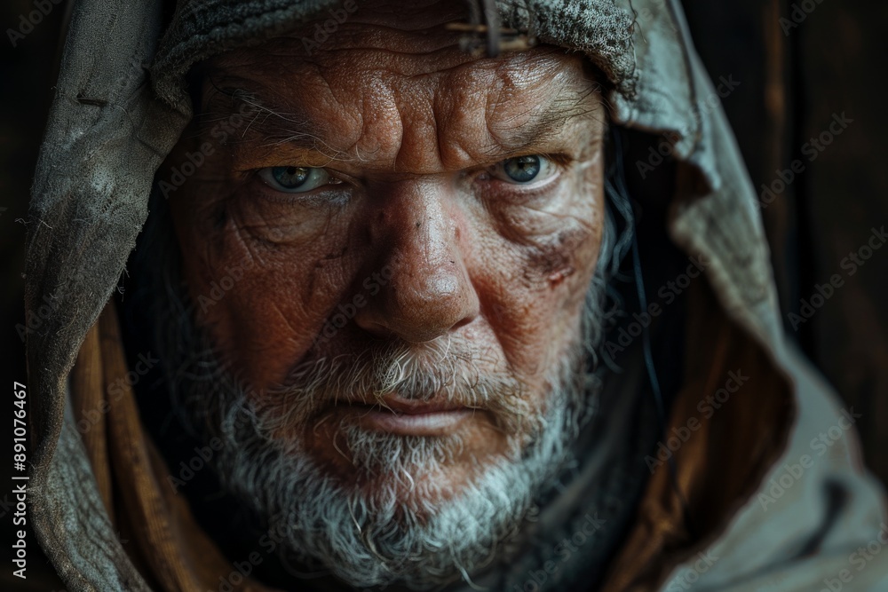 Poor Old Man Closeup Rendered Art Generative Illustration Poor Old Man Closeup Rendered Art Generative Illustration