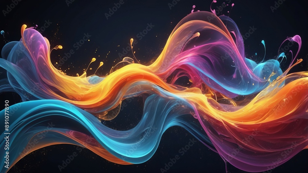 Abstract image of Swirling fractal flames in vibrant colors create a dynamic energy flow on a black background Abstract image of Swirling fractal flames in vibrant colors create a dynamic energy flow on a black background