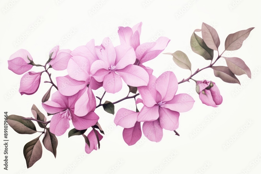 Fototapeta premium Botanical illustration bougainvillea flower blossom petal.