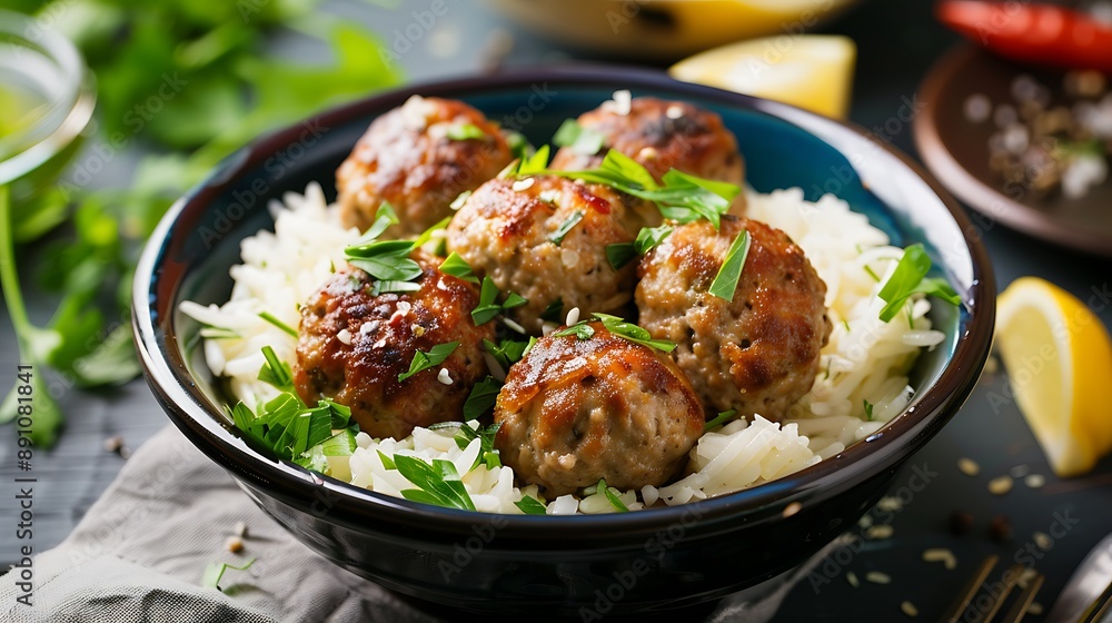 Meatballs with rice in lemon egg sauce the dish of cuisine Meatballs with rice in lemon egg sauce the dish of cuisine