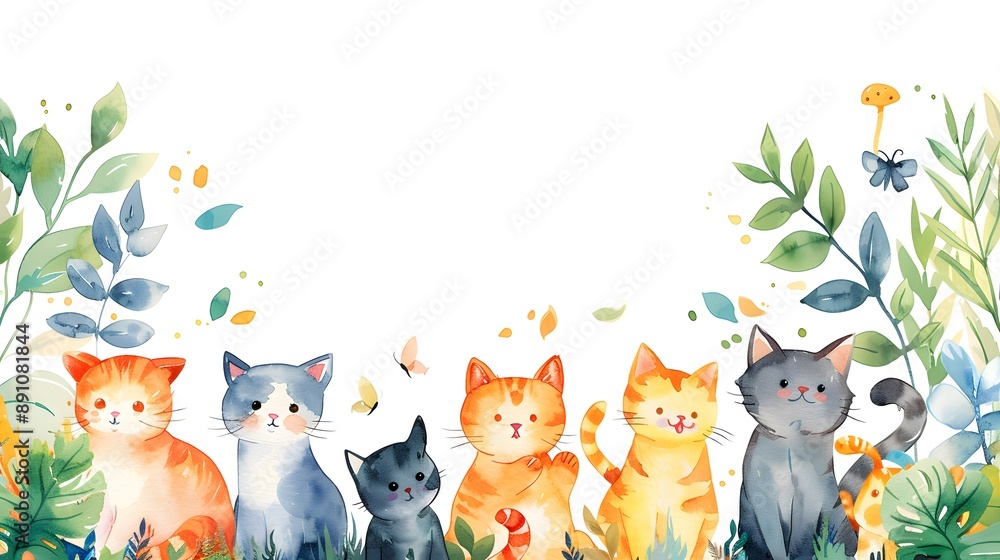 Obraz premium Cute Cats in the Garden.