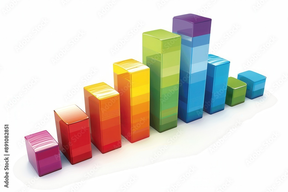 A bar chart clipart, statistical graph, colorful illustration, various colors, isolated on white background A bar chart clipart, statistical graph, colorful illustration, various colors, isolated on white background