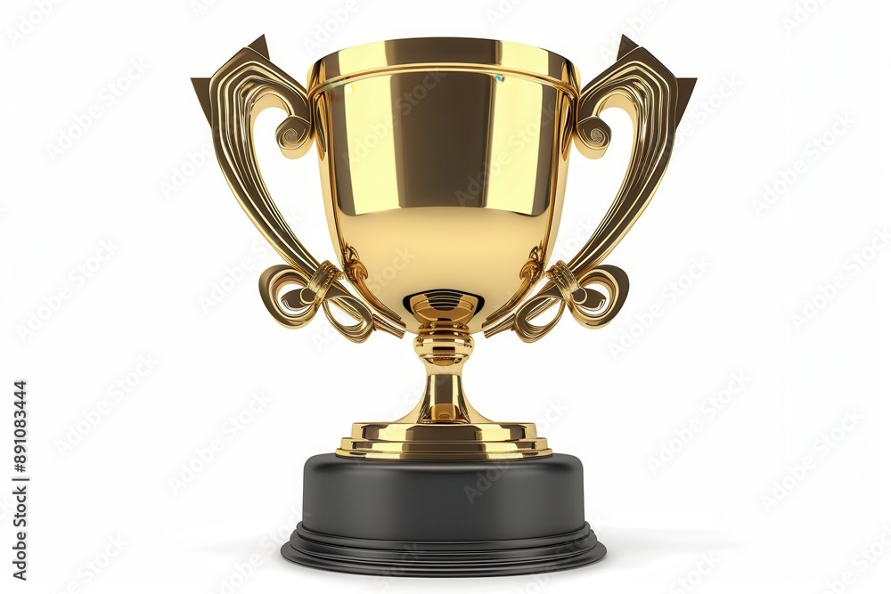 A business trophy clipart, achievement award, 3D illustration, gold and black, isolated on white background A business trophy clipart, achievement award, 3D illustration, gold and black, isolated on white background