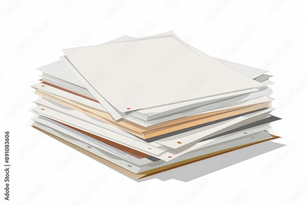 A document clipart, official papers, flat design, white and grey, isolated on white background A document clipart, official papers, flat design, white and grey, isolated on white background