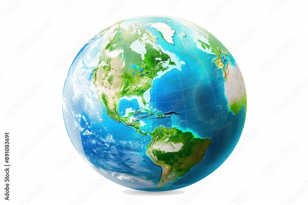 Fototapeta premium A globe clipart, global business, modern design, blue and green, isolated on white background