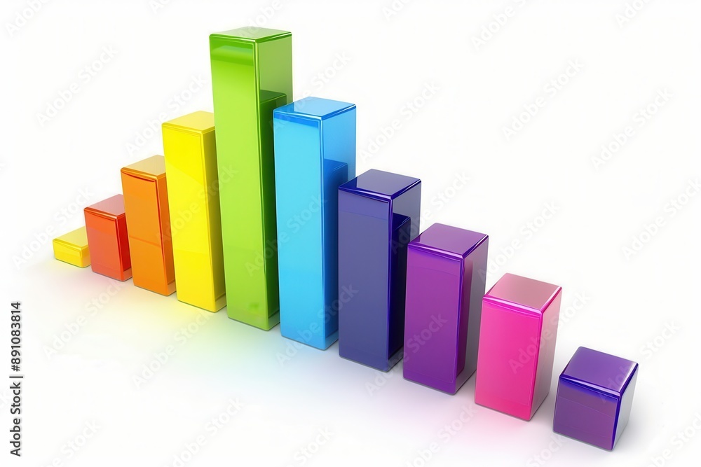 A bar chart clipart, financial growth, colorful illustration, various colors, isolated on white background A bar chart clipart, financial growth, colorful illustration, various colors, isolated on white background