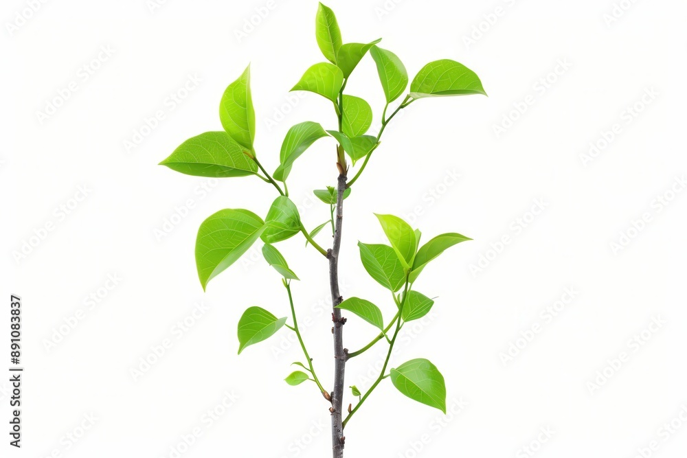 A sapling tree clipart, young tree, cartoon style, small green leaves, isolated on white background A sapling tree clipart, young tree, cartoon style, small green leaves, isolated on white background