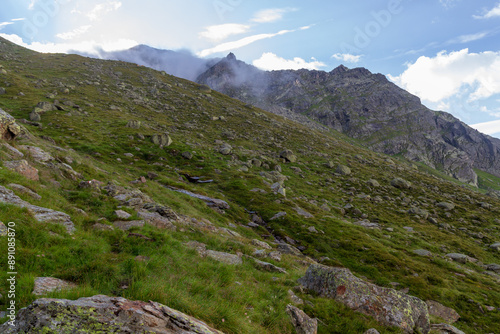 Mountain panorama and clouds in Texel group, South Tyrol, Italy