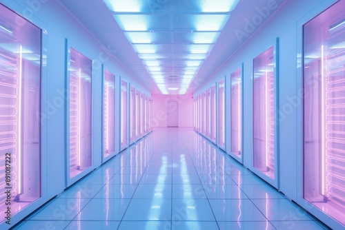 Machine data center architecture building corridor.