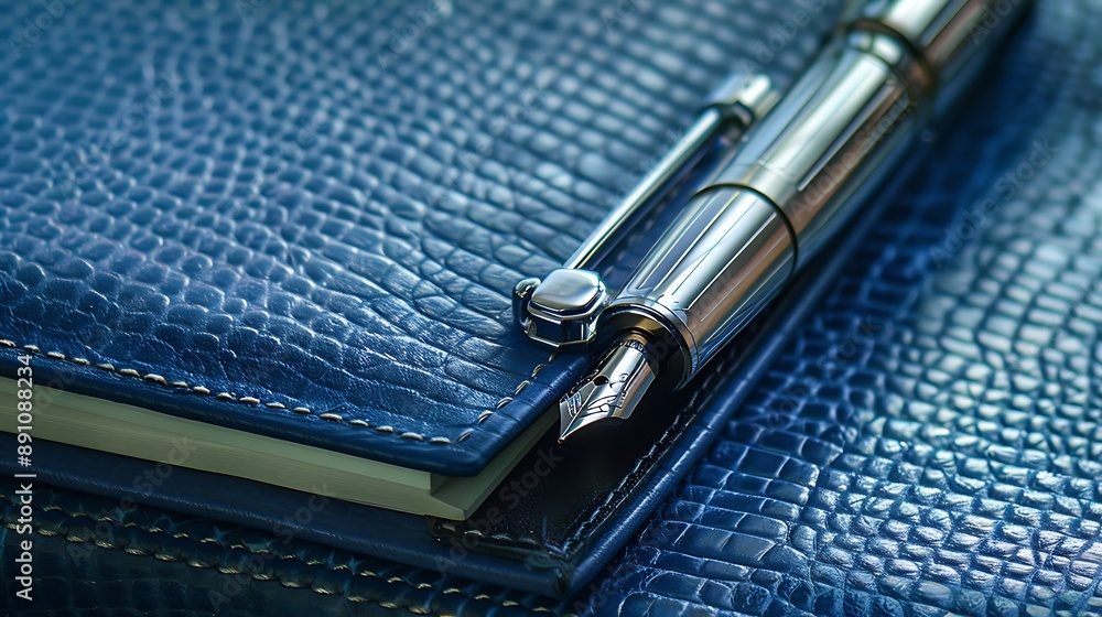 Pen briefcase and notebook close up Pen briefcase and notebook close up