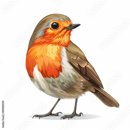 Cute Cartoon Robin Bird Illustration.