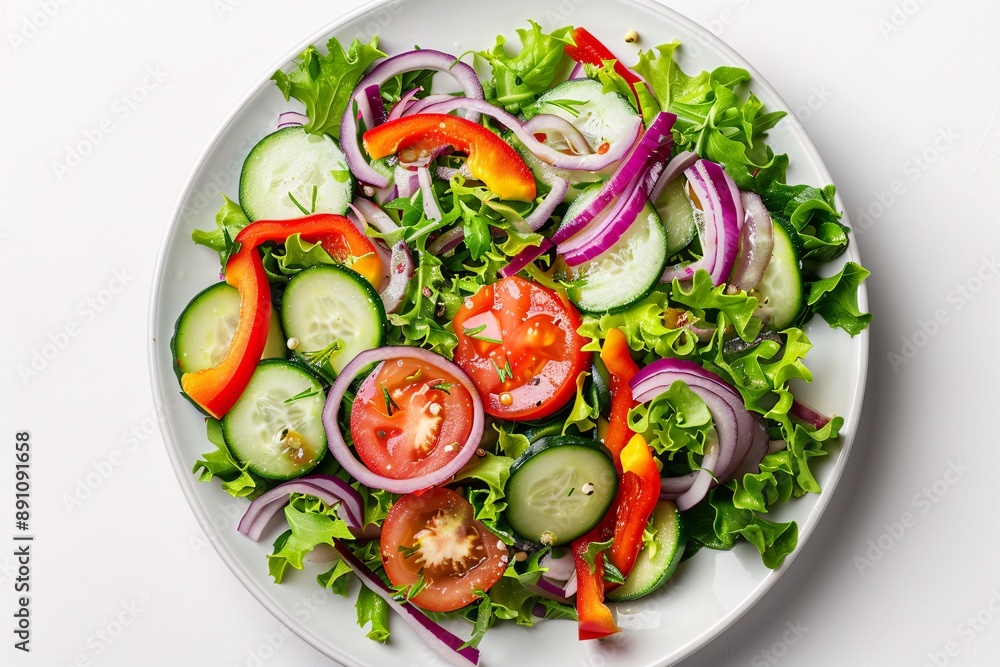 A_plate_of_fresh_salad_with_colorful_vegetables_and_a_ A_plate_of_fresh_salad_with_colorful_vegetables_and_a_