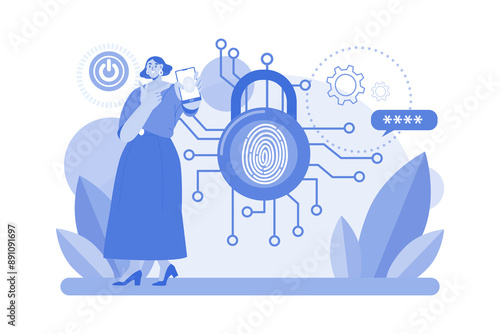 Biometric Security Illustration concept on a white background